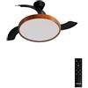 CREATE / WIND CLEAR STUDIO M/Ventilatore da soffitto con luce nero e legno scuro con telecomando / 40W, Temporizzatore, Ø 108 cm, pale retrattili, 3 temperature di luce, funzione estate-inverno