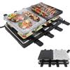 Froadp Griglia per raclette con pietra naturale e piastra per barbecue, rivestimento antiaderente, elettrica, 8 padelle e spatola in legno, temperatura regolabile, per interni ed esterni, 1400 W