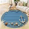 JEDTAKCT Tappeto Rotondo Da 120 Cm, Con Ancora A Forma Di Stella Marina 3D Tema Nautico, Tappetini Antiscivolo Morbido Lavabile In Lavatrice Per Soggiorno Camera Da Letto Cameretta Dei Bambini, Blu Scuro