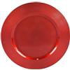 Aurora Store 6 Sottopiatti Bordo MULTIRIGHE Colore ROSSO in plastica Rigida Bordo Liscio Tondo 33 cm Natale cenone sotto Piatto Natalizio Capodanno Natale Cena Aperitivo