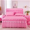KJHG 3pcs Gonna Letto Copriletto Con Volant Letto Cover Bordi Con Balze Principessa Gonna Del Letto Pieghe,Tessuto Spesso,Morbido E Confortevole Per La Decorazione Di Matrimoni,RosePink-200x220cm