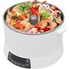 RUETERY Cuocere riso 4L Low Sugar, fornello elettrico con vapore, cucchiaio da riso, misurino, 1500 W, 3 livelli di potenza, timer 12 ore, pentola interna in acciaio inox per famiglie attente alla salute