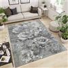 By Suardi Tappeto Rose Grigio - Lavabile in Lavatrice, Antiscivolo, Jacquard con Ciniglia - Pelo Corto 1200gr/mq - Design Floreale - Made in Italy (85x150cm)