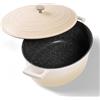 STONELINE Casseruola Induzione con Coperchio 32 cm, 6,6 L, Pentola Antiaderente Rivestimento con Vere Particelle di Pietra, Rostiera Cocotte per Tutti i Tipi di Piani Cottura e Forno, Colore: Crema