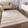 Paco Home Moderno tappeto soffice e morbido da soggiorno Bubble con pelliccia a pelo alto Disegno geometrico effetto alto-basso, Dimensione:60x100 cm, Colore:Crema 4
