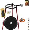 COMBOI Paellero gas butano 30 cm, paella kit bruciatore, paella smaltata 42 cm, regolatore di gas, tubo flessibile, gambe supporto, livello, grembiule, ricettario digitale