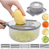 Generic 9 in 1 multifunzione mandolina affettatrice grattugia; affettatrice con contenitore; grattugia con contenitore; grattugia affettatrice per verdure; tritaverdure con contenitore (grigio)