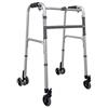 DEMARTA VIRGINIO MEDICAL AND HEALTH CARE Deambulatore a Quattro Ruote - Telaio in Acciaio Regolabile in Altezza - Impugnatura in Polipropilene e Ruote in PVC - Sistema di Blocco Direzionale e Freni a Puntale - Grigio - 57,5x66x82,5/92,5 cm
