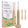 Optismile® Spazzolino Elettrico in Bamboo | Spazzolino Denti in Bambù con 5 Modalità e 2 Testine | Spazzolino Ecologico e Sostenibile | Spazzolino Ricaricabile ad Ultrasuoni in Bambù