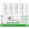 ECO ROOLLS® - Rotoli Cassa 80x80 Termica Fiscale - Rotolo per stampante registratore di cassa fiscale 80mm x 80m x 12mm - Rotolini carta termica 80x80x12 - [50x]