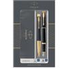 Parker Urban Duo Set con Penna a Sfera e Penna Stilografica Muted Black Golden Trim, Nero Opaco con Finiture in Oro, Cartuccia e Ricarica di Inchiostro blu, Confezione Regalo
