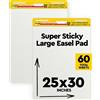Post-it, Lavagna Cancellabile Post-it Super Sticky, 2 Blocchi da 15 Fogli Rimovibili, Blocco da Parete e Treppiedi, Bianco, 635 X 762 Mm