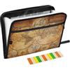 Quteprint Cartella portadocumenti espandibile con 13 tasche con chiusura a cerniera, cartellina vintage retrò con mappamondo a fisarmonica con etichette adesive, formato lettera A4, portadocumenti