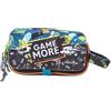 Pryma Astuccio Capiente 3 Scomparti, per Scuola Elementare e Media, 21 X 10.5 X 7 Cm, 3 Zip, Coperchio con Velcro con Etichetta Scrivibile (Game Bimbo)