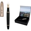 Piguet Geneve Suisse Piguet Genève - Penna Stilografica e Rollerball di Lusso ed Ergonomica - Sigma - Pennino M, Finiture Dorate - Confezione Regalo con Ricarica Universale e Convertitore (Penna stilografica, I'Doré)