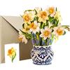 ZHDOKA Biglietto D'auguri con Bouquet di Fiori Pop-up Fatto a Mano, Cactus di Carta 3D Margherite Rose Gigli Biglietto Pop-up con Biglietto Vuoto e Busta per Donne Migliori Amiche Madre(Narciso)