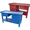 SOGI Banco da lavoro SOGI 1,5 m piano in acciaio + armadio con anta e cassetto + 1 cassetto - blu/rosso