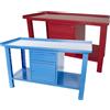 SOGI Banco da lavoro SOGI 1,5 metri con piano in acciaio + armadio con anta e cassetto - blu/rosso