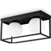 Ideal Lux LINGOTTO LAMPADARIO DA SOFFITTO NERO SFERA BIANCA 2 LUCI ATTACCO E14