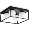 Ideal Lux LINGOTTO LAMPADARIO DA SOFFITTO NERO SFERA BIANCA 4 LUCI ATTACCO E14