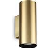 Ideal Lux LOOK ROUND APPLIQUE A PARETE 2 LUCI ATTACCO GU10 OTTONE 15CM D.6CM LAMPADINA INCLUSA
