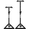 Pronomic SLS-10 2x Supporto per casse Studio Monitor- Altezza regolabile da 80 cm a 130 cm, base triangolare, piedini in gomma, piedini a spillo, acciaio, piastra di supporto con strisce gomma - Nera