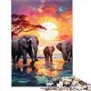 AITEXI Puzzle Divertenti 1000 Pezzi per Adulti Puzzle Difficili Elefanti Africa Tramonto Puzzle in Legno per Adulti e Bambini Puzzle Cartoni Animati 1000 Pezzi (50x75 cm)