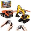 TOUCAN RC HOBBY 1:18 Huina 1319 RC Trattore Camion Telecomando Escavatore con Rimorchio Pianale per Età 14+