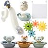 CHMMY Giochi Bagnetto, 16 Pezzi Giocattoli da Bagno per Bambini con Pista, Barchette da Bagno Impilabili e Borsa Contenitore, Giocattoli Educativi Giochi Acqua Giochi Vasca da Bagno Bambini 1 2 3 4 Anni