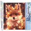 Figured'Art Dipingere con i Numeri - Paint by Numbers Piccola Volpe con Lucine, Passatempo per Adulti, Kit Completo, Hobby Creativi - Quadri fai da te 40x50cm senza cornice