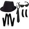 I LOVE FANCY DRESS LTD Set Costume Brother Adults Blues - Cappello Trilby Nero, Occhiali da Sole, BRACCIOLI Laterali, Cravatta E Bracci Neri (58 CM)