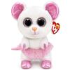TY - Peluche - Beanie Boos - Topolina Ballerina - Nina - Bianco - Occhioni zampine orecchie rosa glitter - Tutù rosa glitter - Il peluche con gli occhi grandi scintillanti - 15 Cm - 36365