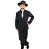 I LOVE FANCY DRESS LTD Costume Gangster per Bambini Anni '20 - Abito GESSATO Nero - Giacca, Pantaloni E Cravatta Bianca - Ragazzi (Piccolo)