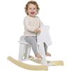 HOMCOM Cavallo a Dondolo per Bambini 1-3 Anni, Design Classico in Legno con Maniglie e Poggiapiedi, 68x26.5x48cm, Bianco