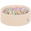 KiddyMoon Fodera con Cerniera per Piscina per Bambini 90X30cm/200 Palline, Beige: Beige Pastello/Giallo Pastello/Bianco/Menta/Rosa Chiaro