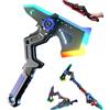 GUUZETU Interstellar Spark Battle Blade Lama Luminosa a LED a Doppia modalità, Giocattolo fantascientifico trasformante Ascia da Battaglia, 7 Cambi di Colore, Commutazione con Un Pulsante (Blue)