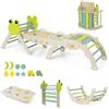 RELAX4LIFE Set da Arrampicata per Bambini, Triangolo di Arrampicata con Scivolo e Arco, Gioco di Incastri in Legno, Gioco Montessori per Bambini 1+ Anni (Rana-3 Pezzi | Verde)