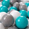 KiddyMoon 1200 ∅ 6CM Palline Morbide Colorate Per Piscina Bambini Fatto In EU, Grigio/Bianco/Turchese
