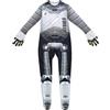 Koongso Costume da robot per bambini e adulti, ragazzi e uomini, tuta bianca con personaggio del film Roz, tuta con maschera, stampa robot 3D, body skinny per la giornata mondiale del libro, vestito