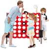 GYMAX Gioco a Terra di 4 in Linea, Grande Gioco della Strategia di Forza 4 con 42 Scacchi, per Bambini, Adulti, Gioco di Società per Riunioni di Famiglia, 120 x 42 x 104 cm (Rosso+Grigio)