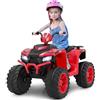 COSTWAY 24V Quad Elettrico per Bambini, Macchina Elettrica Cavalcabile con Musica Radio Luci a LED, Avvio Lento, Velocità Fino a 5km/h, per Bambini 3-8 Anni (Rosso)