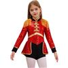 Freebily Costume Domatrice Circo Bambina Ringmaster Leotards Vestito Frac Domatore Circo Direttore di Circo Body Danza con Frange e Paillettes Costume Carnevale e Halloween Rosso 11-12 anni