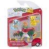 Pokémon PKW2807 - Set di personaggi da battaglia, Pikachu, Schiggy, Resladero, 5 cm