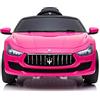 Tecnobike Shop Auto Elettrica per Bambini Macchina Maserati Ghibli Motore 12V Fari LED Luci Suoni Lettore MP3 Cavo AUX USB Telecomando (ROSA)