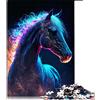 CARGIS Puzzle da 1000 pezzi per adulti Animal Horse Galaxy Jigsaw Puzzle per adulti Puzzle in legno Gioco impegnativo （Dimensioni 50x75 cm）