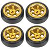 Deror 4 Pezzi in Lega di Alluminio RC Drift Tyre Adatto per Wltoys K969 K989 P929 1/28 RC Auto(Oro Y)