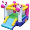 COSTWAY Castello Gonfiabile per Bambini, Casa Gonfiabile Unicorno per bambini con Scivolo e Area Salto, Parco Giochi Gonfiabile da 3-12 Anni, Adatto per Giardino, Esterno e Interno