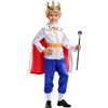 Generisch Cosplay bambino bambino ragazzo principe affascinante abbigliamento bambina medievale festa regale abbigliamento con top pantaloni bianco mantello cintura nero copriscarpe corona e scettro 7