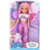 Nancy - Un giorno con look brillante, bambola con i capelli rosa, accessori per decorare i capelli, applicatore per gemme, per bambini e bambine dai 3 anni, Famosa (NAC45000)
