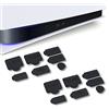 WXYINSPAS 2 set di 7 tappi antipolvere in silicone compatibili con console PS5 Digital & Disc Edition, presa antipolvere per interfaccia USB HDMI tipo A/C LAN, nero (A)